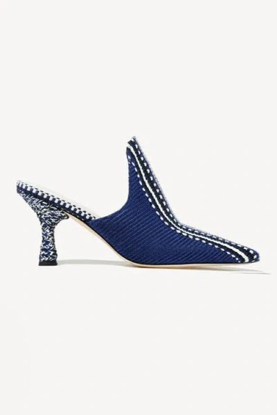 Amambaih Mencia Heel Fabric Mules In Blue