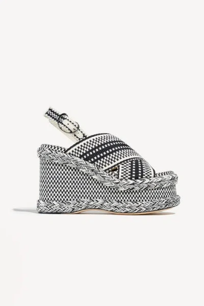 Amambaih Pia Handwoven Platform Sandal With Adjustable Ankle Strap In Black