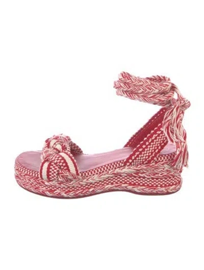 Pre-owned Amambaih Raffia Patterned Sandals In Pink
