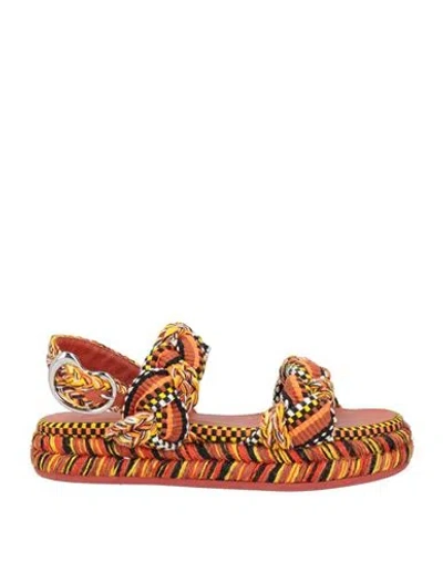 Amambaih Woman Espadrilles Orange Size 8 Textile Fibers In Brown