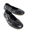 Amambaih Women's Soft Leather Flat Shoe In Black In Black