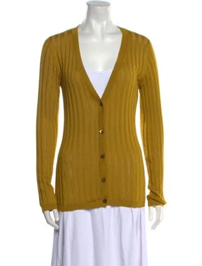 Pre-owned Aman Cashmere V-neck Sweater In Yellow