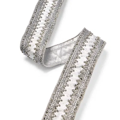 Aman Imports 2.5 Jeweled Silver Ribbon In Gray