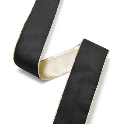 Aman Imports 2.5 Velvet & Gold Ribbon In Black