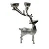 Aman Imports Brushed Silver Metal Large Reindeer With 4 T Lite Holders