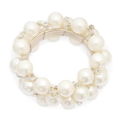 Aman Imports Faux Pearl Cluster Bracelet Napkin Ring In Gold