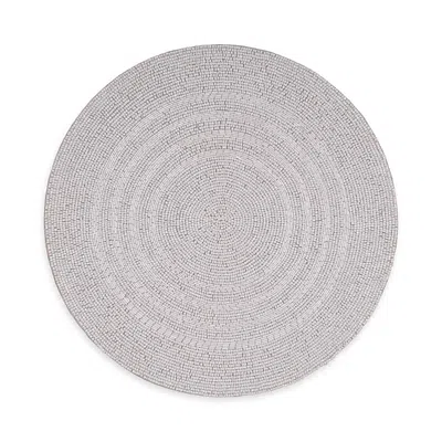 Aman Imports Ivory Beaded Round Charger In Gray