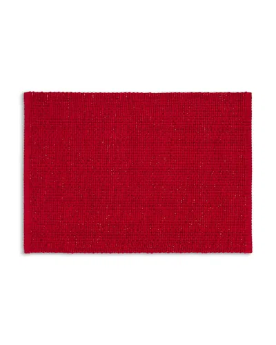 Aman Imports Ivory Rib Placemat With Gold Lurex In Red/red