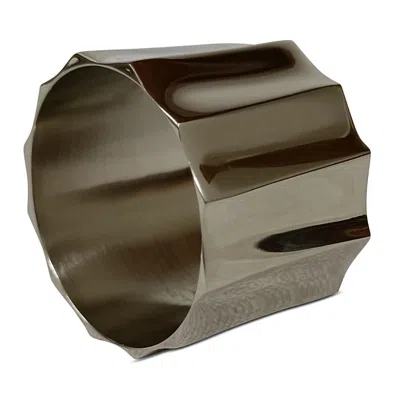 Aman Imports Metal Tube Paneled Napkin Ring - Exclusive In Metallic