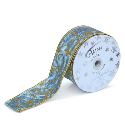 Aman Imports Nyc Ballet 2.5 Velvet Glitter Treillage Ribbon In Multi