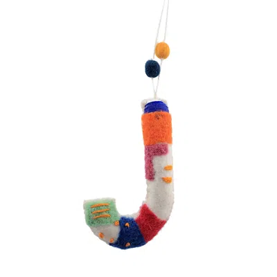 Aman Imports Stuffed Felt Monogram J Ornament In Multi