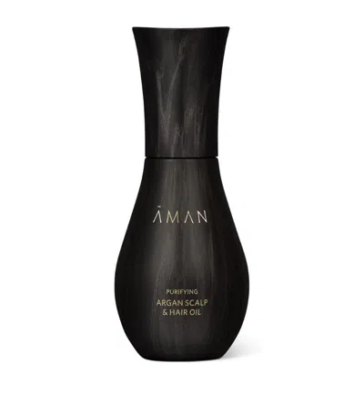 Aman Purifying Argan Scalp And Hair Oil (50ml) In Black