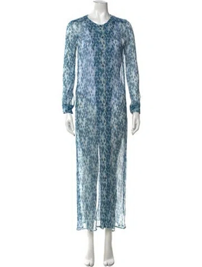Pre-owned Aman Silk Long Dress In Blue