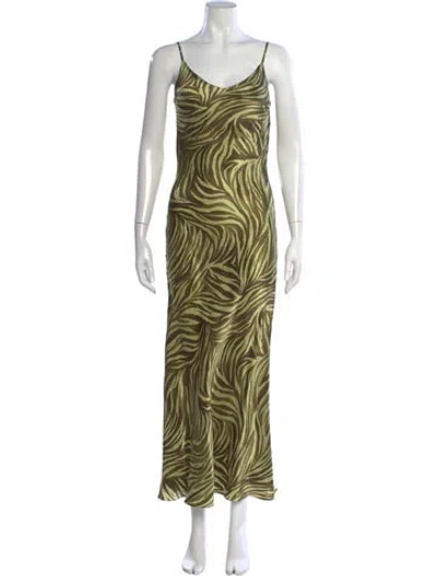 Pre-owned Aman Silk Long Dress In Green