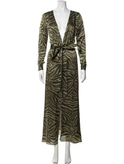 Pre-owned Aman Silk Long Dress In Green
