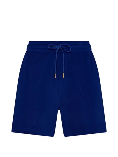Aman Terry Drawstring Shorts In Blue