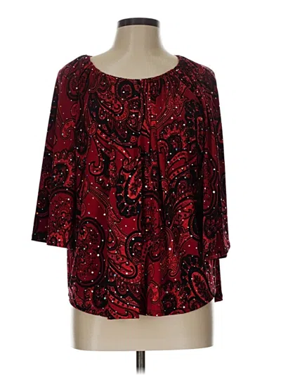 Pre-owned Amana 3/4 Sleeve Blouse In Burgundy