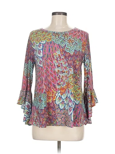 Pre-owned Amana 3/4 Sleeve Blouse In Purple