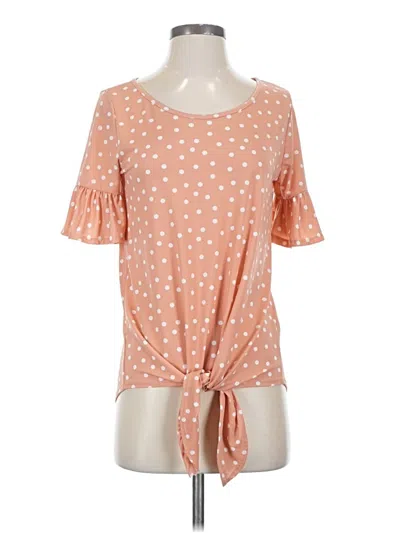 Pre-owned Amana Short Sleeve Top Orange Keyhole Neckline Tops