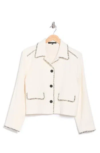Amanda & Chelsea Frayed Cotton Blend Shirt Jacket In Multi