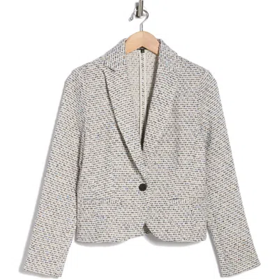 Amanda & Chelsea One Button Tweed Blazer In Gray