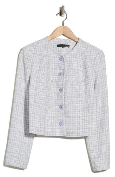 Amanda & Chelsea Patch Pocket Crop Bouclé Jacket In Gray