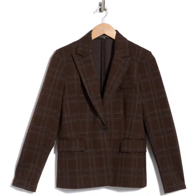 Amanda & Chelsea Plaid Blazer In Brown Blue