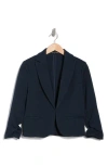 Amanda & Chelsea Ruched Sleeve Jacquard Blazer In Navy