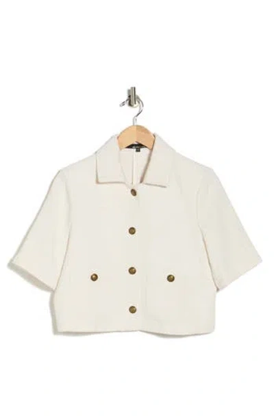 Amanda & Chelsea Short Sleeve Tweed Jacket In Neutral