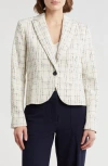 Amanda & Chelsea Single Button Bouclé Blazer Jacket In Neutral