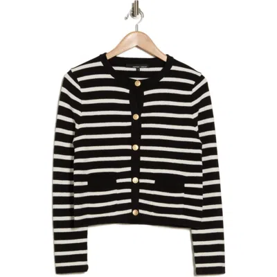 Amanda & Chelsea Stripe Crop Jacket In Black/ivory