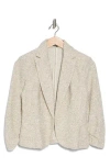 Amanda & Chelsea Three-quarter Sleeve Scrunch Bouclé Blazer In Ivory Brown
