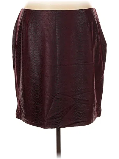Pre-owned Amanda + Chelsea Faux Leather Skirt In Burgundy