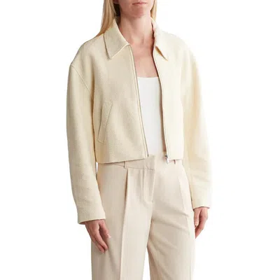 Amanda + Chelsea Womens Collar Cotton Full Zip Sweater In White