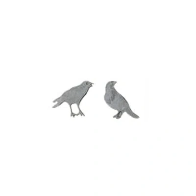 Amanda Coleman Black Oxidised Silver Ravens Stud Earrings