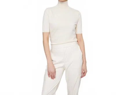 Amanda Maria 3/4 Modal Turtleneck Top In Ivory In Beige