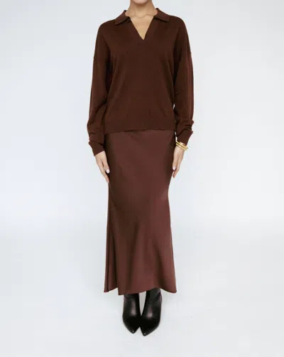 Amanda Maria Butter Satin Bias Cut Skirt In Mahogany In Multi