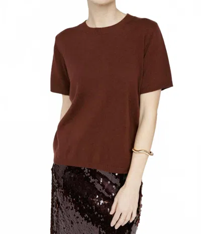 Amanda Maria Cashmere Blend Tee In Mahogany In Burgundy