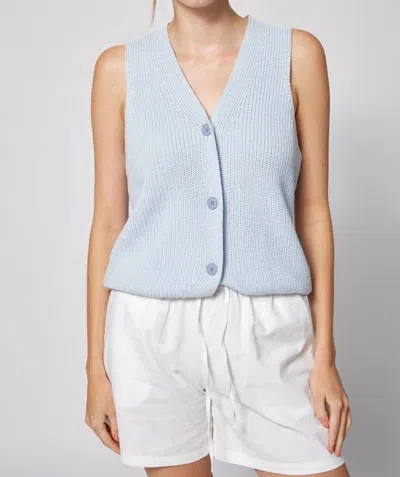 Amanda Maria Cotton Cashmere Knit Vest In Ice Blue