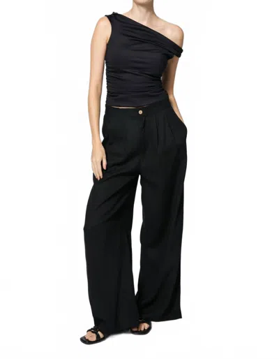 Amanda Maria Linen Blend Trouser In Black