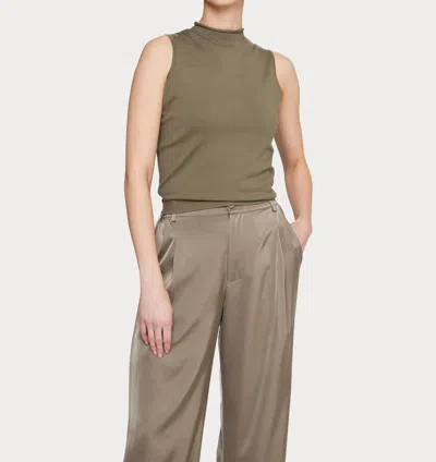 Amanda Maria Mock-neck Tank Top In Olive In Green
