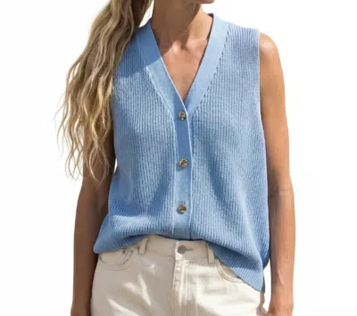 Amanda Maria Relaxed Silhouette Button Vest In Blue
