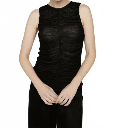 Amanda Maria Ruche Mesh Tank In Black