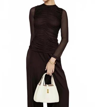 Amanda Maria Ruche Mesh Top In Black