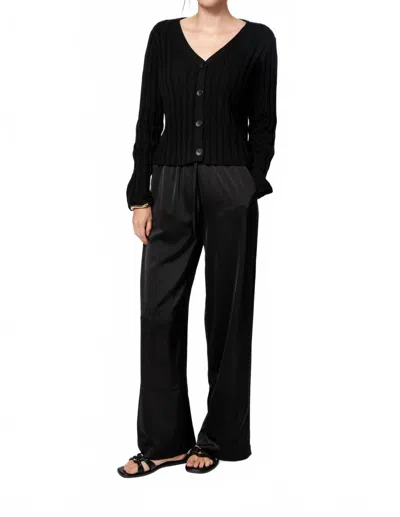 Amanda Maria Satin Drawstring Pant In Black