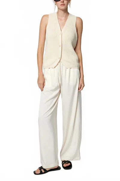 Amanda Maria Satin Drawstring Pant In Ivory In Multi