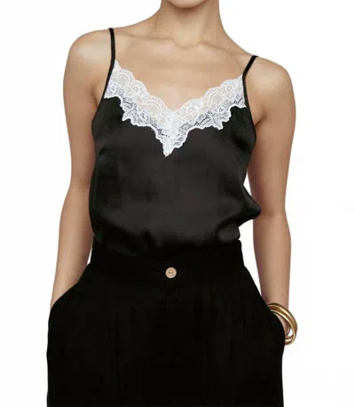 Amanda Maria Satin Lace Tank In Black