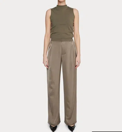 Amanda Maria Satin Wide Leg Pants In Olive In Brown