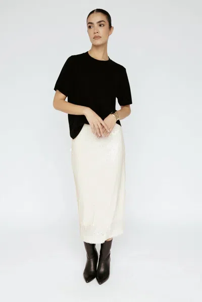 Amanda Maria Sequin Midi Skirt In Ivory In White