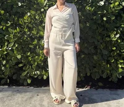 Amanda Maria Striped Pants In Sand In Neutral